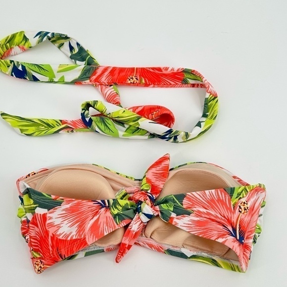 Kona Sol Women’s Tropical Print Bikini Top with Tie Size Medium - Picture 2 of 12